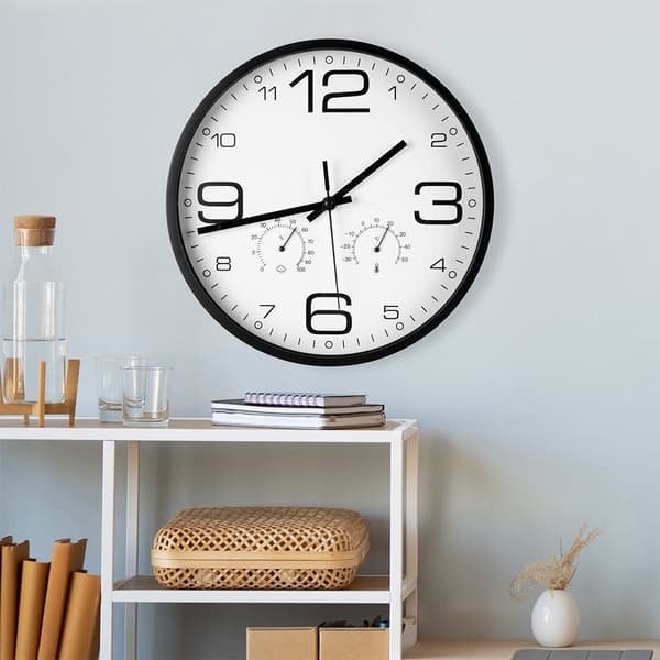 Unikt vægur med termometer og hygrometer - 30 cm