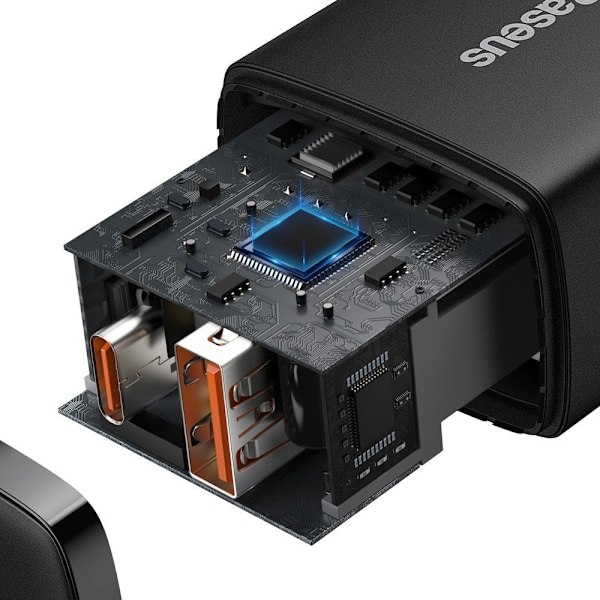 Kompakti USB-pikalaturi USB-C 20W 3A PD QC 3.0 musta