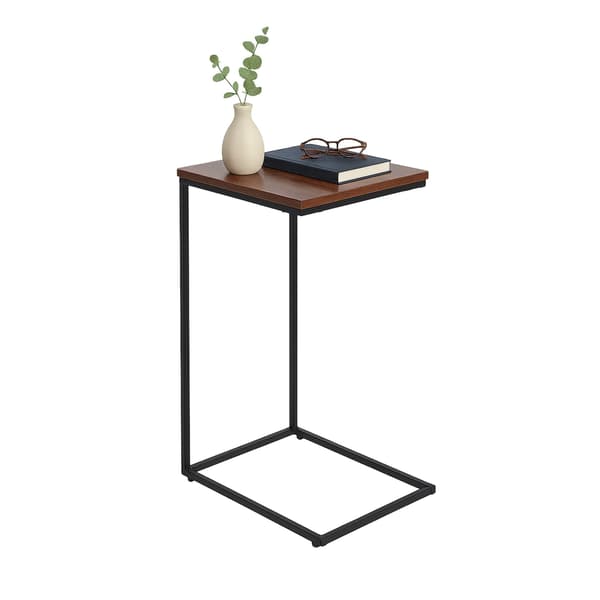 C-formet sidebord – træplade, sort metalstel