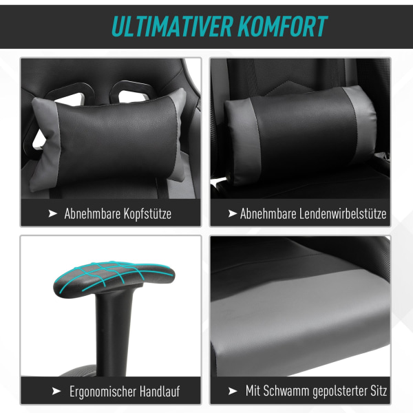 Ergonomic Office Chair Pelituoli, Kääntyvä Tuoli Tekonahasta Ja Vaahtomuovista, Musta, 67,5X74X126-136Cm