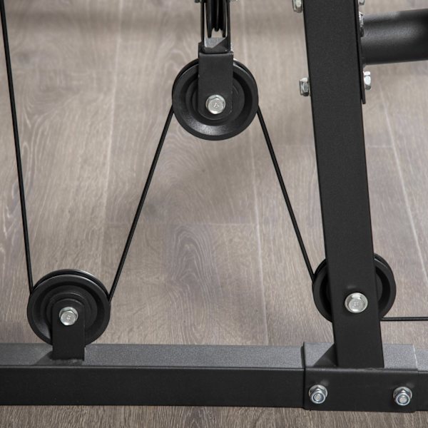 Multigym Fitness Station Med Lat Pull-Down Og Butterfly Bar Og 45 Kg Vægt Styrketræning Stål Imiteret Læder Sort 180 X 108 X 200 Cm