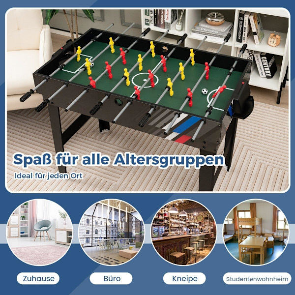 4 in 1 -monipelipöytä, jossa on pöytäjalkapallo, biljardi, ilmakiekko ja pöytätennis arcade-pelisetti