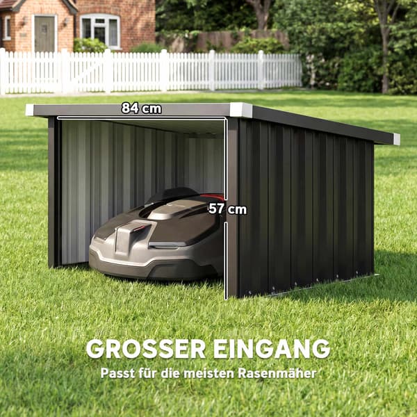 Robotgräsklippargarage, galvaniserat stål, mörkgrå