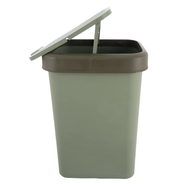 Papperskorg, grön plast, 25 liters kapacitet, tippbart lock