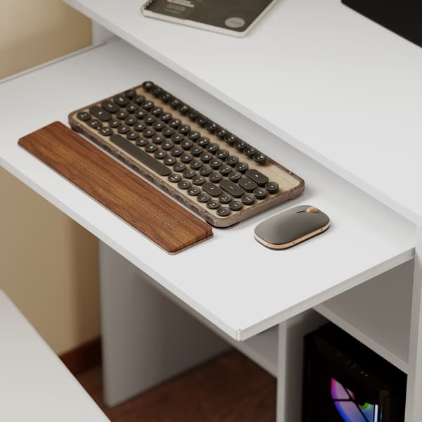 Hvidt computerbord, spånplade, 80 x 45 x 75 cm