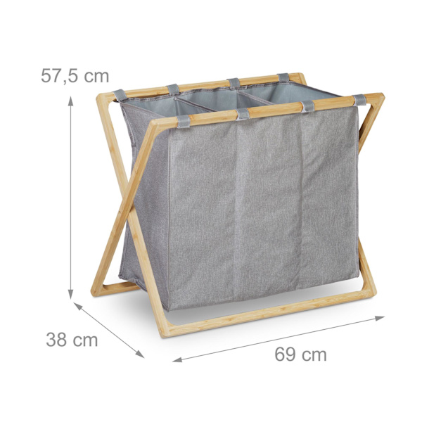 Vasketøjssorterer 3 rum foldbar