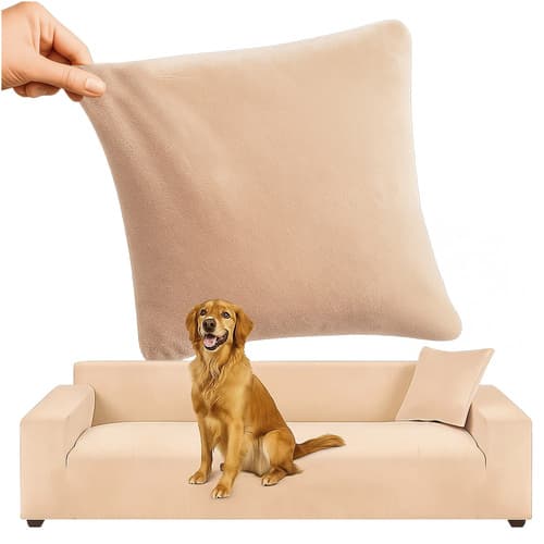 Beige sofföverdrag, töjbart, 190-230cm