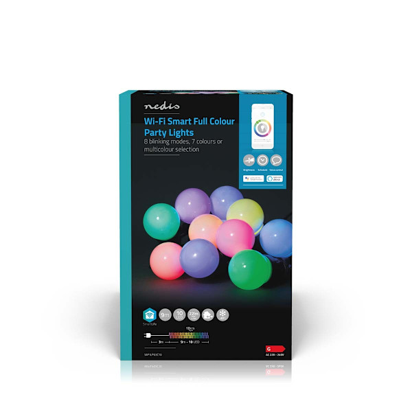 SmartLife Jouluvalot | Partylight | Wi-Fi | RGB | 10 LED's | 9.00 m | Android™ / IOS | Polttimon halkaisija: 50 mm
