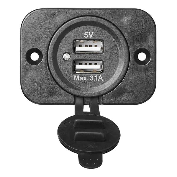USB-port dubbel infälld montering typ A 3100mA 12V/24V