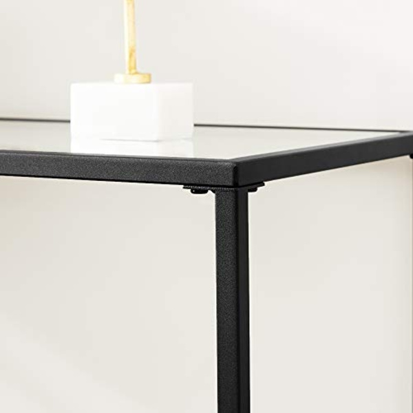 Moderne sort metal- og glaskonsolbord, 100x35x80 cm