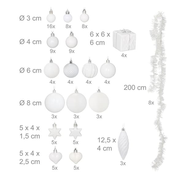 Julgranskulor Set, 110 plastdekorationer