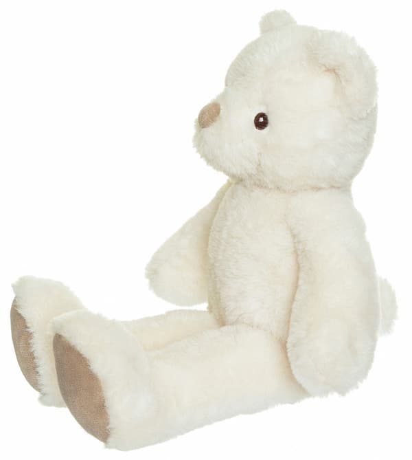 Cremefarvet bamse, 35 cm, miljøvenlig, maskinvaskbar