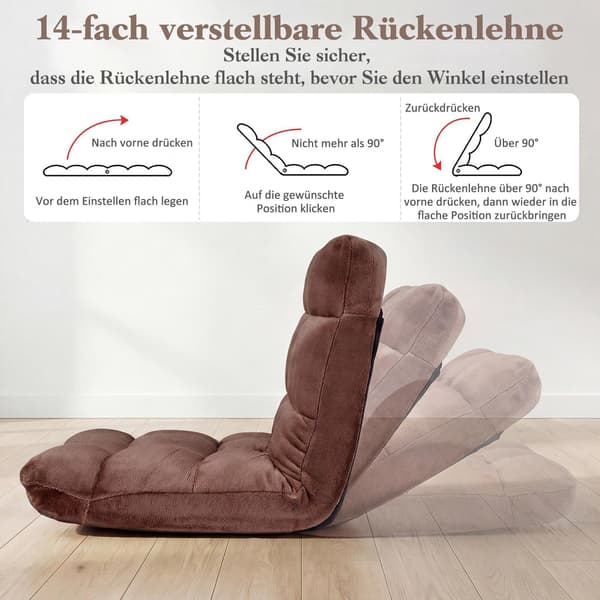 Justerbar klappestol, brun koralfleece