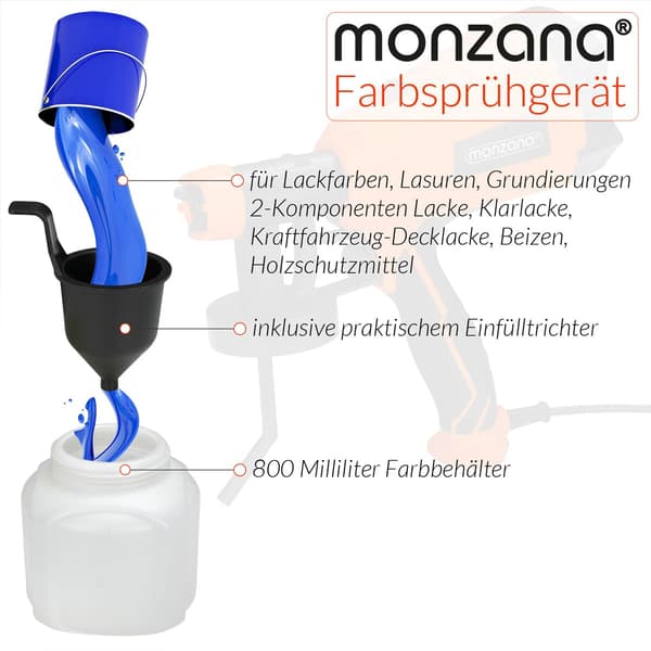 Färgspruta 500W, 3 sprutmönster, 800ml kapacitet