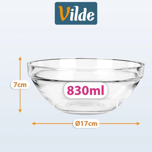 Glasskålset, 17 cm, 830 ml, 6 delar