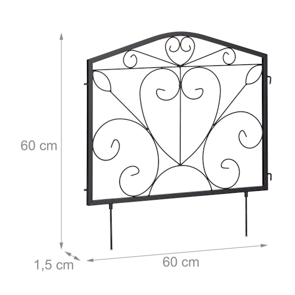 4-delt blomsterbedshegn i metal