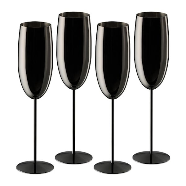 Champagneglas i rostfritt stål, set om 4