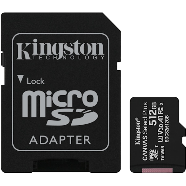 Kingston 512 Gt microSD Canvas Select Plus UHS-I Speed Class 1 (U1) - muistikortti