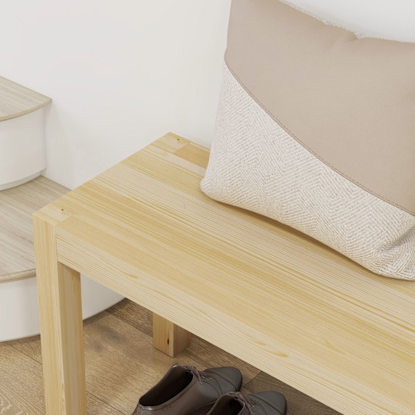 Bænk 2-Personers Træbænk Spisestuebænk I Landlig Stil, Køkkenbænk Til Stue, Op Til 240 Kg, Fyrretræ, Natur, 120X33X45Cm