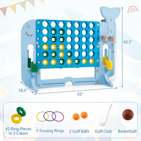 Jätte 4-i-1 Connect-spelset med ringkastning, blå