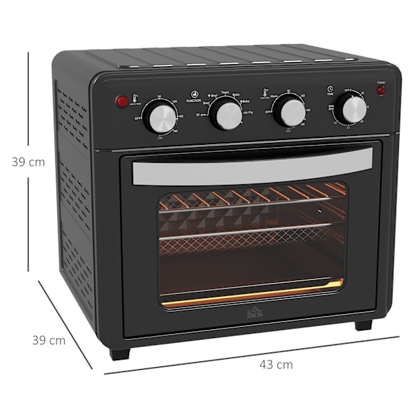 Miniugn med cirkulationsluft, 90°C-230°C, 30L, miniugn med bakplåt, grillgaller, smulplåt, varmluftsfritös med 7 lägen, frityrkorg