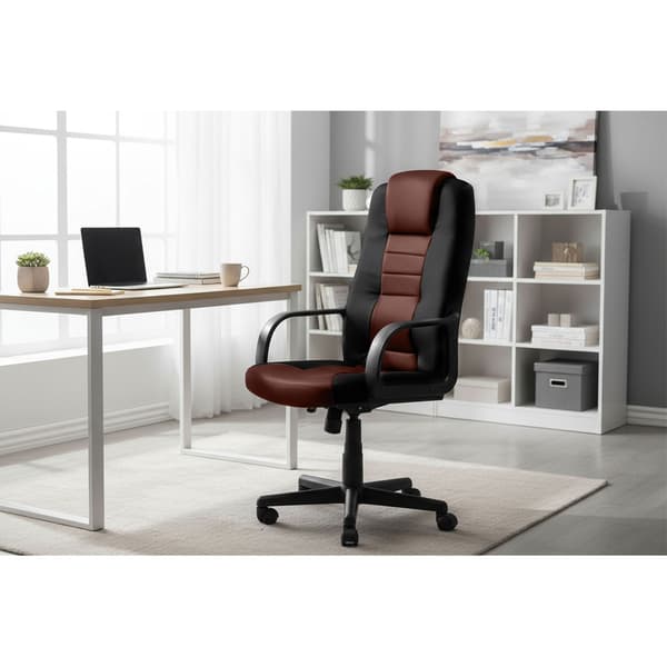Ergonomisk kontorstol, sortbrun, justerbar højde