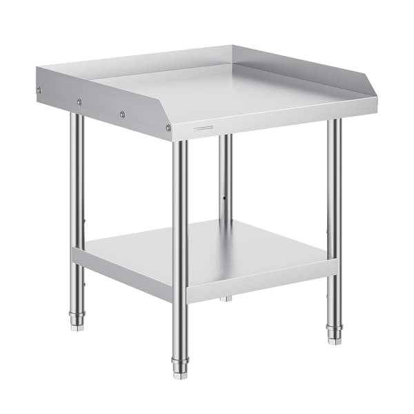 Arbejdsbord i rustfrit stål 24x24x26 tommer, 3-sidet bagplade