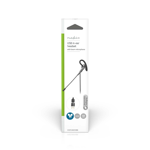 PC-headset | In-Ear-Kuulokkeet | Mono | USB Type-A / USB Type-C™ | Kokoontaitettava Mikrofoni | Harmaa / Musta