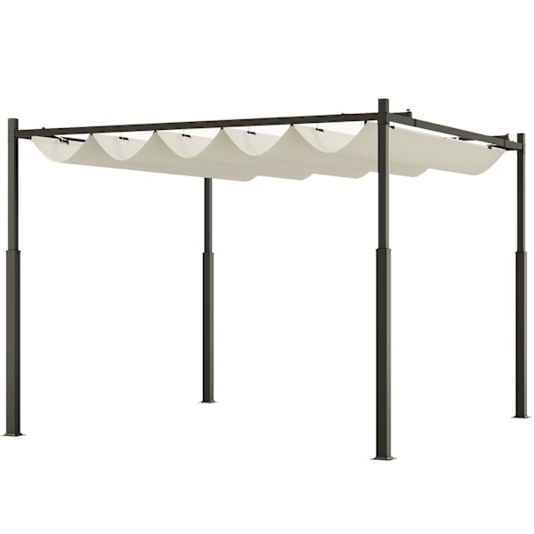 Pergola ca. 3x3m havepavillon, terrassetag af metal, havepavillon med justerbart tag, fritstående, UV-beskyttelse 30+, til terrasse og have, cremehvid