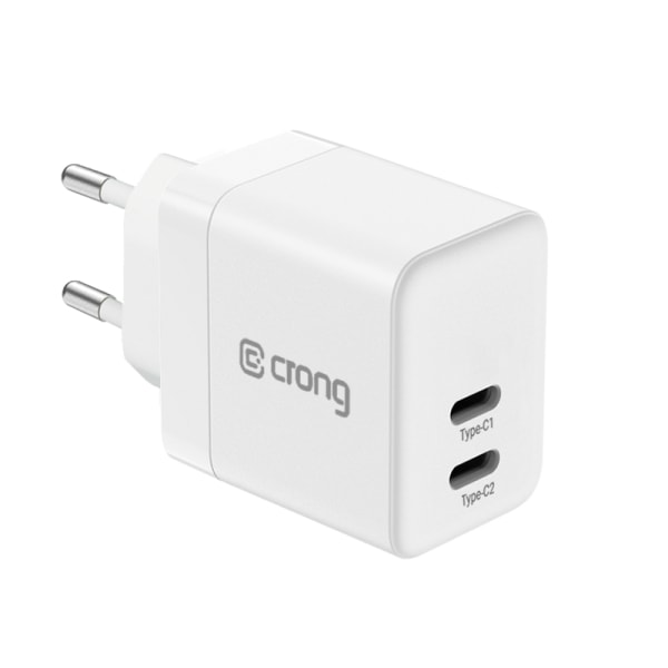 Crong Ultra Compact GaN - Väggladdare 2x USB-C Power Delivery 35