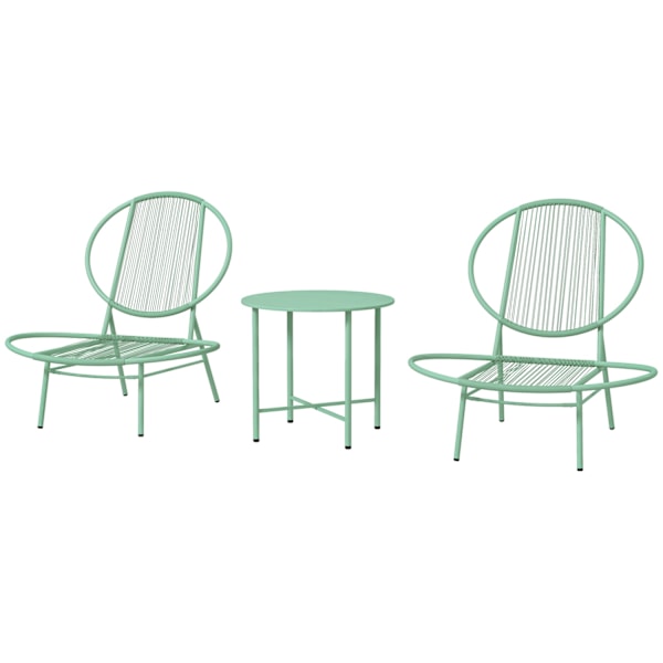 3-delt bistrosæt af stål, vejrbestandigt havemøbelsæt med bistrobord, ergonomiske skalformede havestole, udendørs altanmøbelsæt, siddegruppe, altansæt