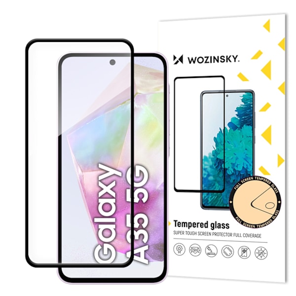 9H hærdet glas til Samsung Galaxy A35 skærm med sort ramme