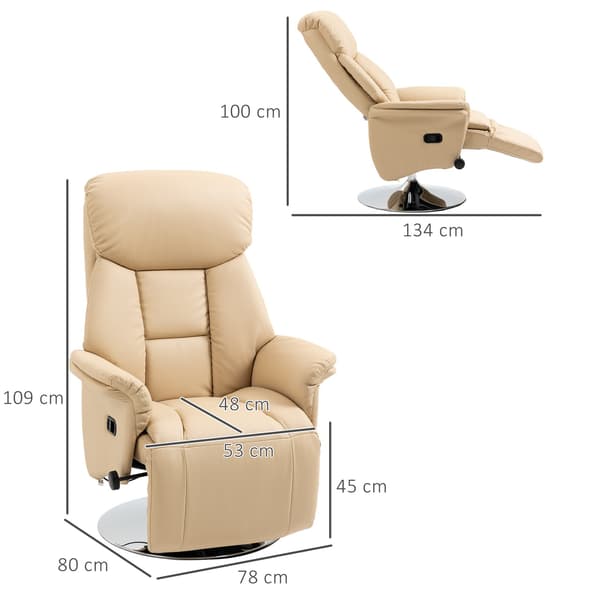 Hvilestol, imiteret læder, 360° drejelig, beige