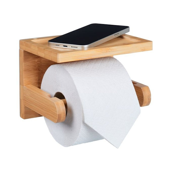 Bambuinen wc-paperiteline hyllyllä