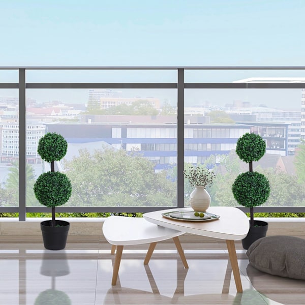 Kunstige planter Sæt med 2 Stor 67 cm kunstig plante med 2 kugler, kunstigt plasttræ i krukke, kunstigt træ som ægte til stue soveværelse Kontorhave M