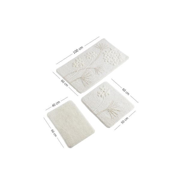 Akryl Badmatta Set (3 delar) Orkide - Ecru