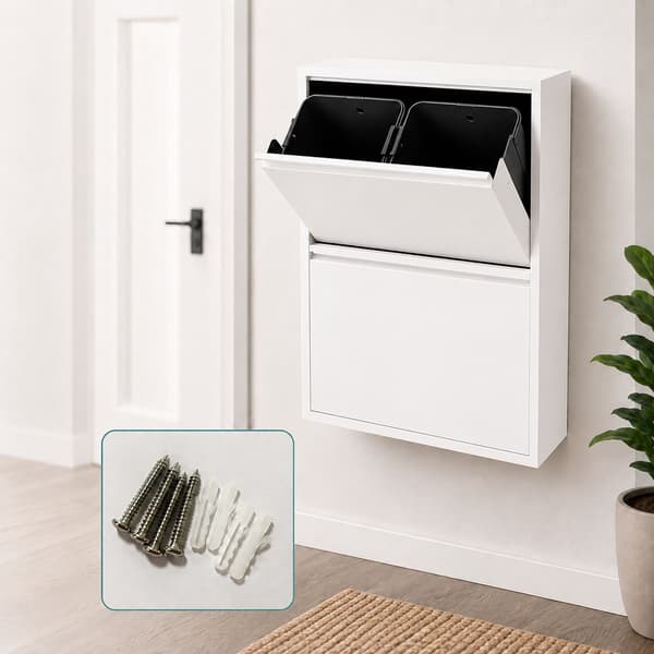 Papperskorg med 4 fack, 4x18L, vit, tippbart system