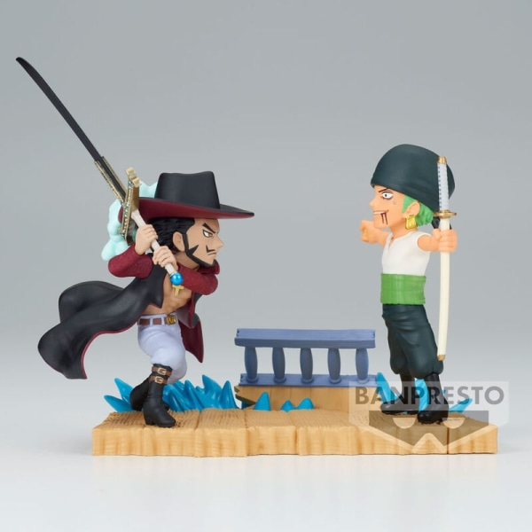 One Piece Log Stories Roronoa Zoro VS Dracule Mihawk figur 7cm