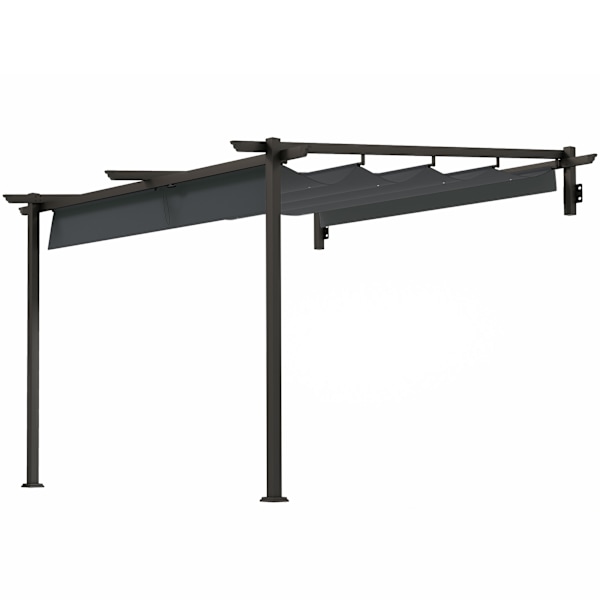 Terrassetag pergola ca 3x3m terrasse overdækning, havepavillon i aluminium, vægbeslag, havepavillon med justerbart tag, solafskærmning til terrasse og