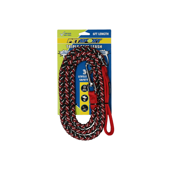 Triple Safe 6ft Leash Red