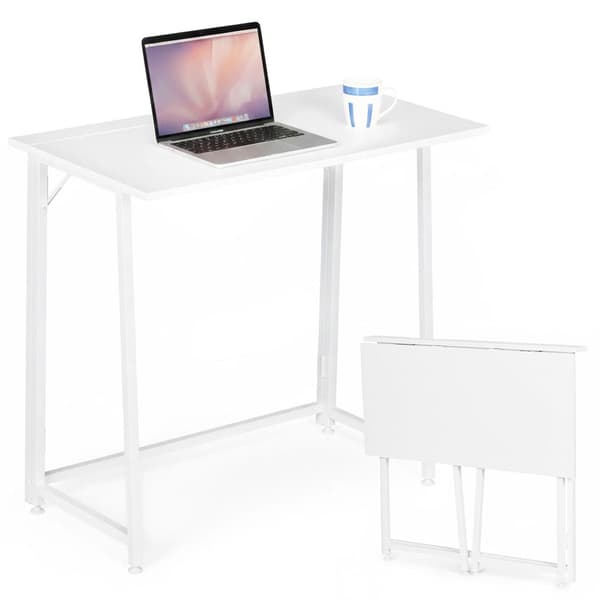 Hopfällbart laptopbord 80x45 cm, vit MDF, platsbesparande