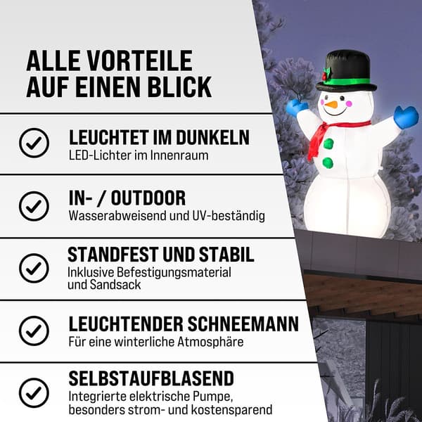 Oppustelig julesnemand med LED-lys, 120 cm