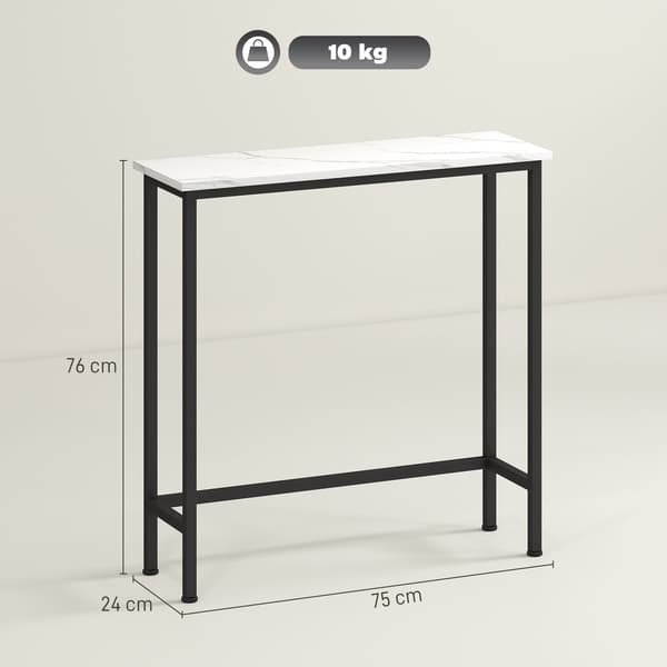 Slankt konsolbord, marmorlook-plade, 24 cm dybde