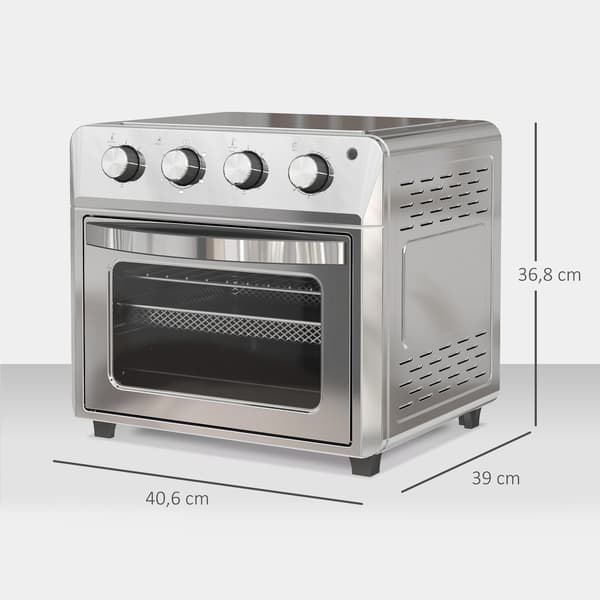 Konvektions miniovn, airfryer, 24L, 6 tilstande, timer, sølv
