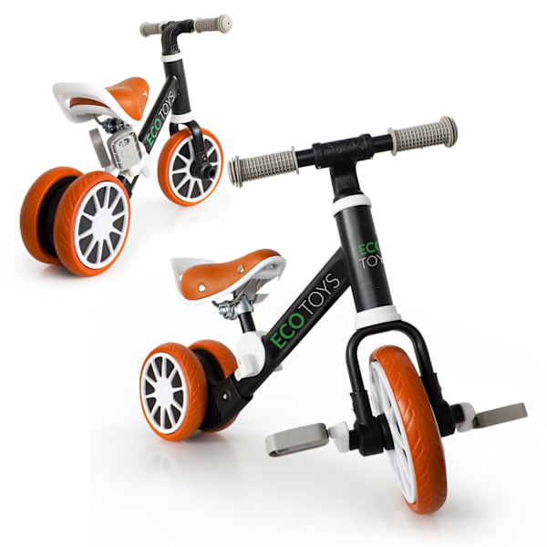 Balancecykel, ride-on cykel, med pedaler, 2 i 1, sort, ECOTOYS