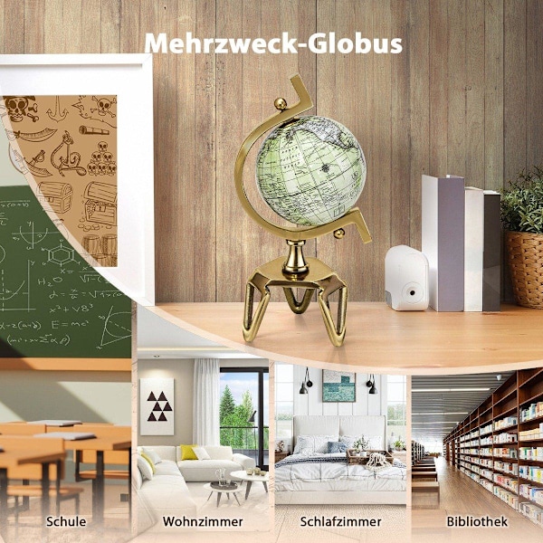 Ø 13 cm Antik klot med metallbotten Roterande studentglob Geografisk klot Ø 13 cm