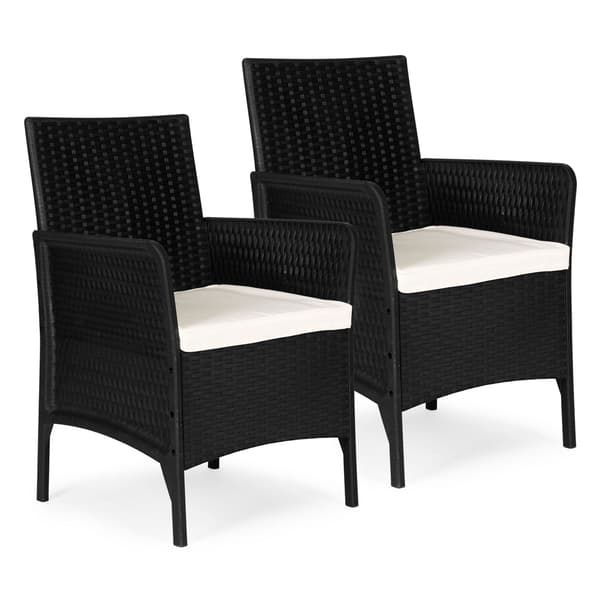 2 ulkotuolin setti tyynyillä, rottinkikuvio