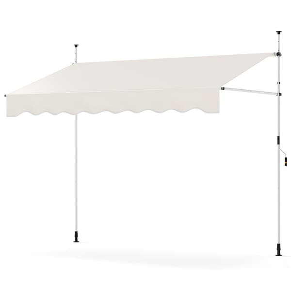 Infällbar markis, No-Drill, Justerbar höjd, 250cm, Vit