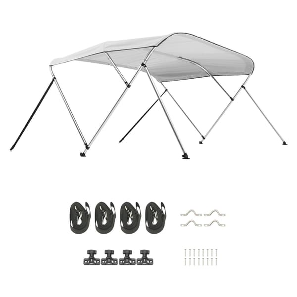 Biminitopp för båt med 3 bogar, 600D polyester, aluminiumram, 1,88 m