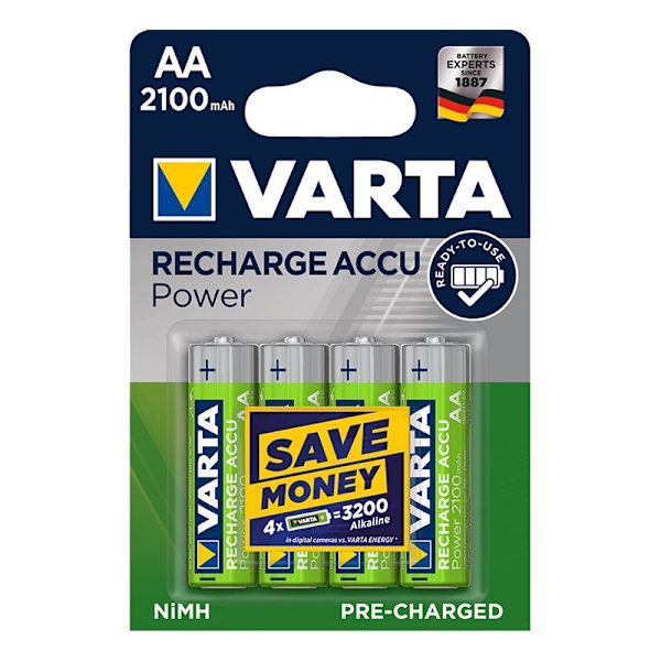 Varta Recharge Accu Power -akut AA 2100 mAh 4 kpl läpipainopakkauksessa